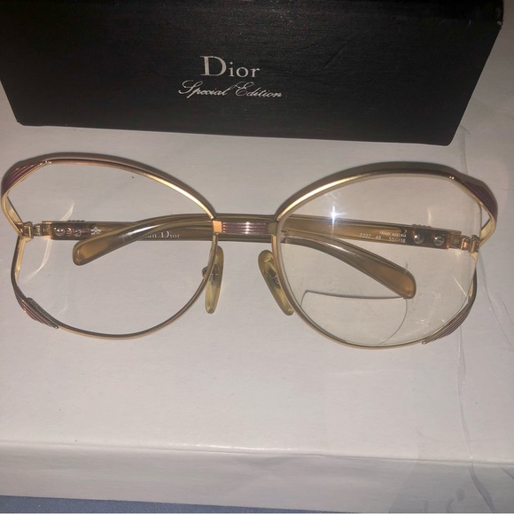 CHRISTIAN DIOR 60s 70s Vintage 2227 48 Butterfly Gold Frame Eyeglasses 55-16mm - Picture 3 of 16